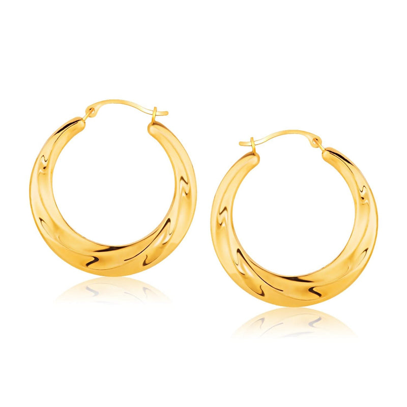 14k Yellow Gold Graduated Textured Hoop Earrings (1 inch Diameter) 14k Yellow Gold Graduated Textured Hoop Earrings (1 inch Diameter)