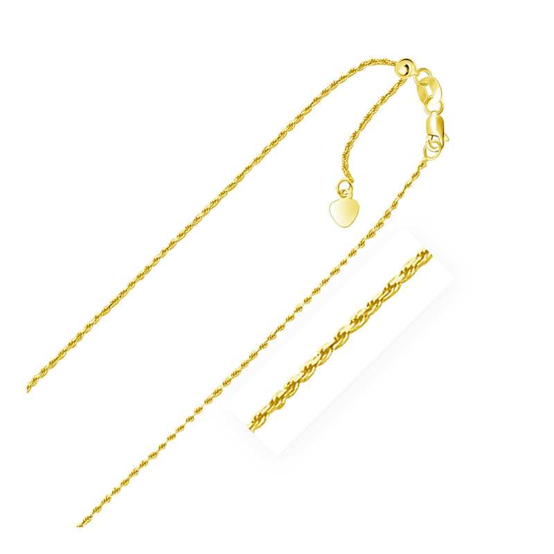 14k Yellow Gold Adjustable Rope Chain 1.0mm 14k Yellow Gold Adjustable Rope Chain 1.0mm