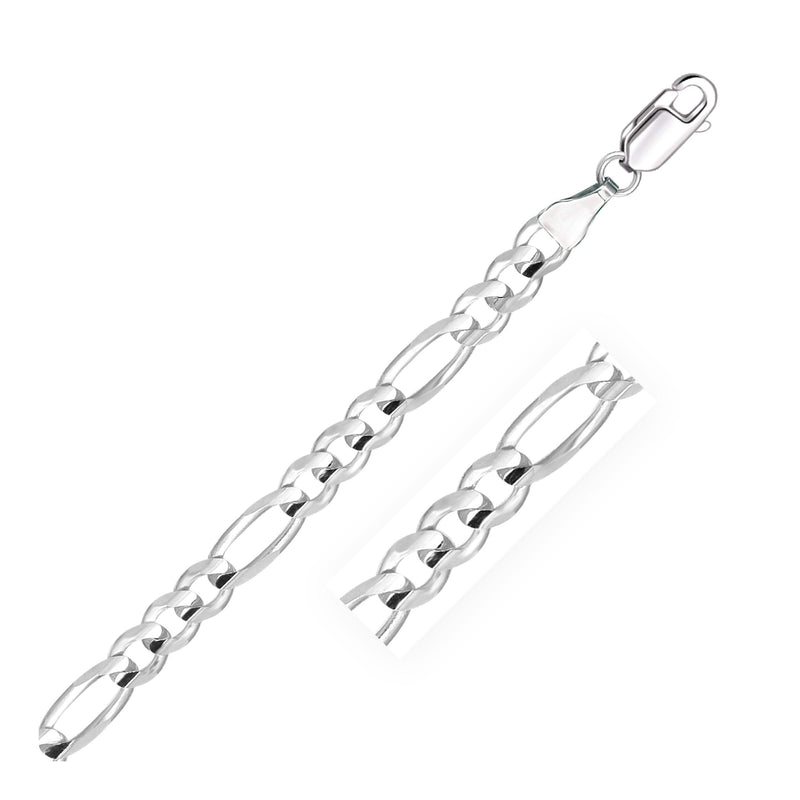 6.0mm 14k White Gold Solid Figaro Bracelet 14K white gold Figaro chain bracelet with 6.0mm solid links and lobster clasp