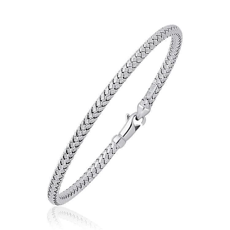 Fancy Weave Bangle in 14k White Gold (3.0mm) 14K white gold woven fancy weave slip-on bangle, 3.0mm band