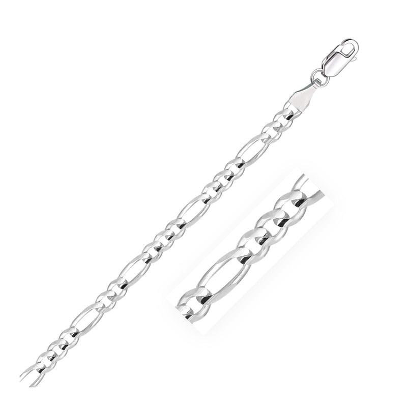 4.6mm 14k White Gold Solid Figaro Bracelet 14K white gold Figaro chain bracelet with lobster-claw clasp