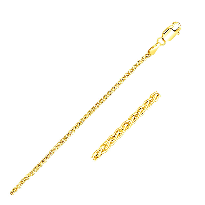2.1mm 14k Yellow Gold Round Wheat Chain 2.1mm 14k Yellow Gold Round Wheat Chain
