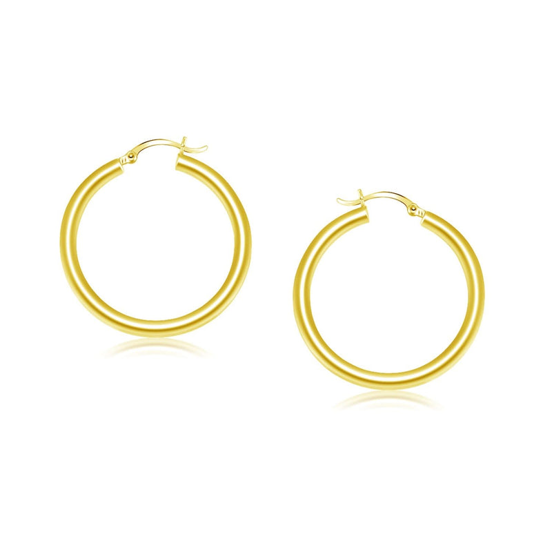 14k Yellow Gold Polished Hoop Earrings (25 mm) 14K yellow gold polished hoop earrings, 25 mm, no stones
