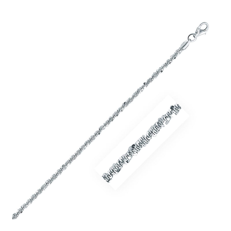 Rhodium Plated 2.2mm Sterling Silver Sparkle Style Chain Rhodium Plated 2.2mm Sterling Silver Sparkle Style Chain