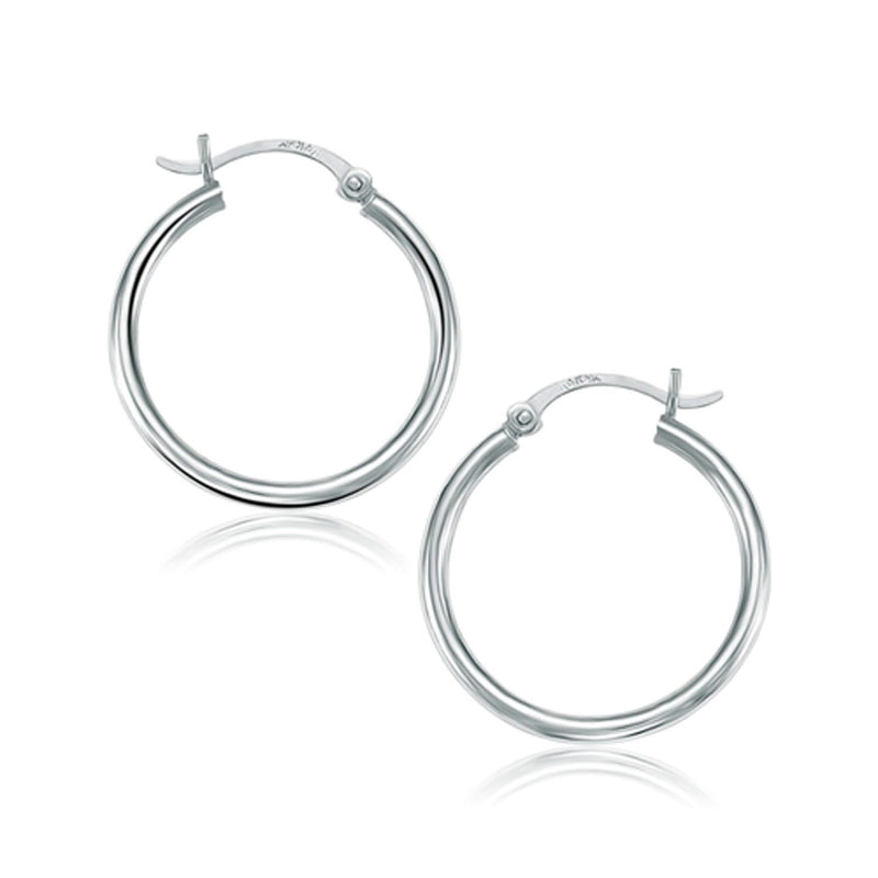 14k White Gold Polished Hoop Earrings (25 mm) 14K white gold polished hoop earrings, 25 mm, no stones