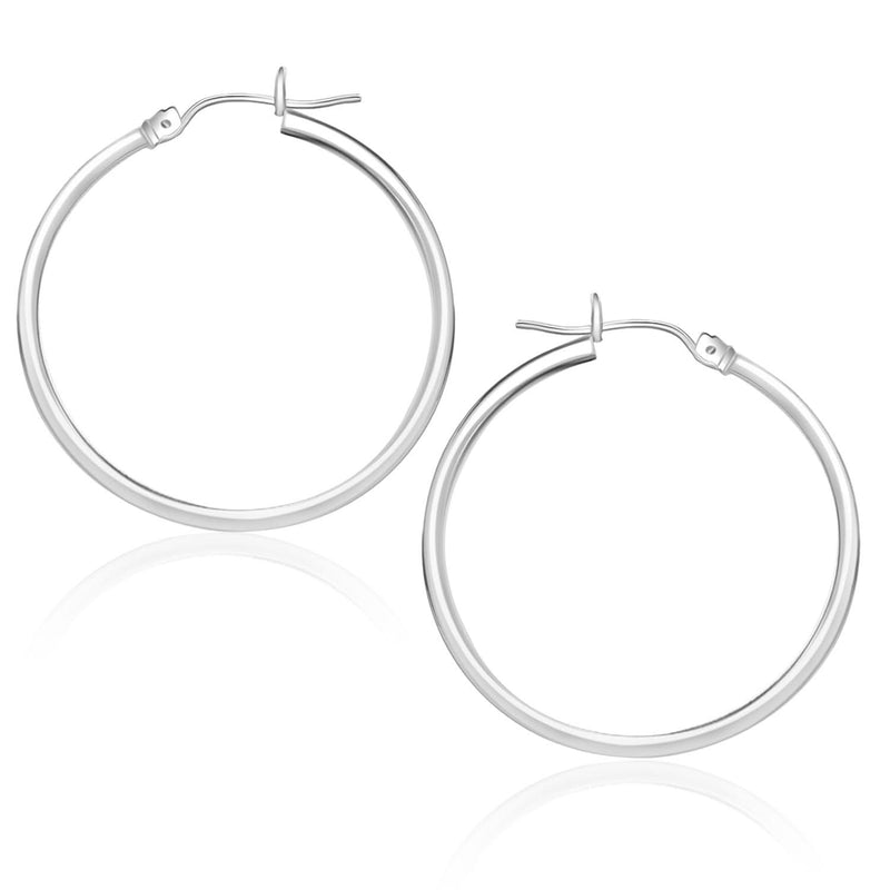 14k White Gold Polished Hoop Earrings (25 mm) 14k White Gold Polished Hoop Earrings (25 mm)