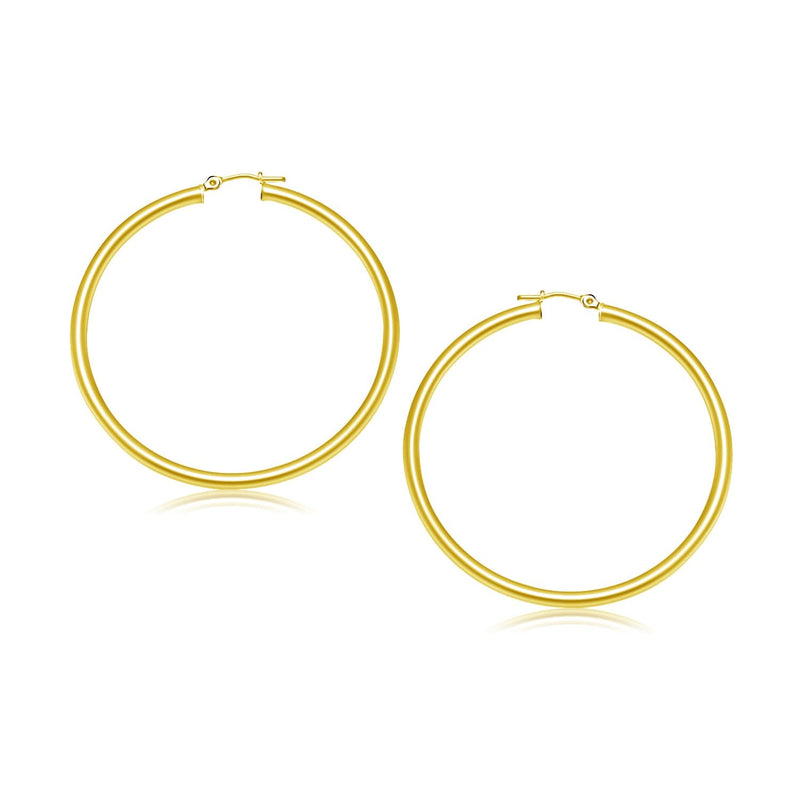 14k Yellow Gold Polished Hoop Earrings (30 mm) 14K yellow gold polished hoop earrings, 30 mm, no stones