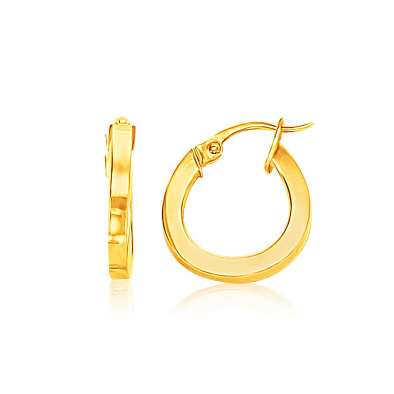 14k Yellow Gold Flat Side Small Hoop Earrings 14k Yellow Gold Flat Side Small Hoop Earrings