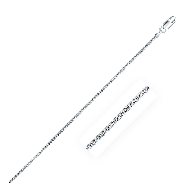 Rhodium Plated 1.8mm Sterling Silver Popcorn Style Chain Rhodium Plated 1.8mm Sterling Silver Popcorn Style Chain