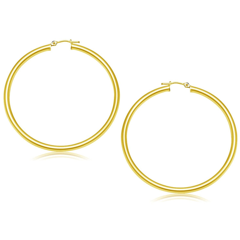 14k Yellow Gold Polished Hoop Earrings (50 mm) 14K yellow gold polished hoop earrings, 50 mm, no stones