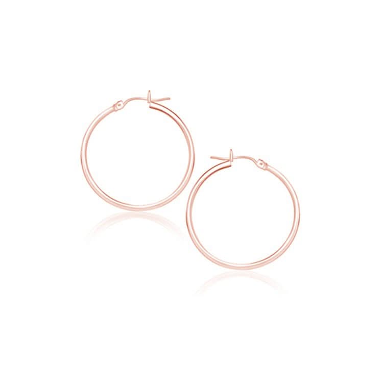 14k Rose Gold Polished Hoop Earrings (25 mm) 14k Rose Gold Polished Hoop Earrings (25 mm)