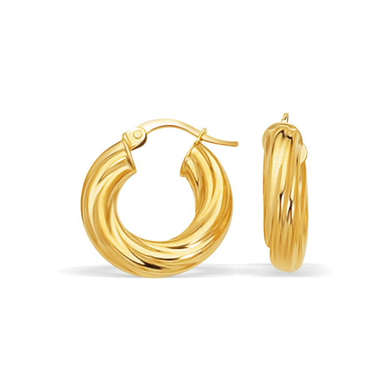14k Yellow Gold Fancy Twist Hoop Earrings (7/8 inch Diameter) 14k Yellow Gold Fancy Twist Hoop Earrings (7/8 inch Diameter)