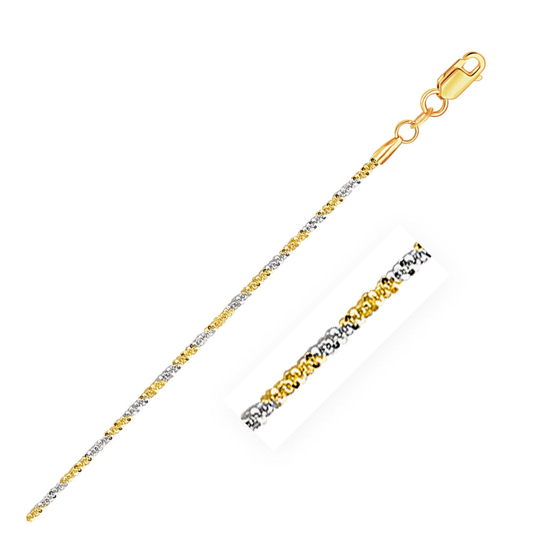 14k White and Yellow Gold Two Tone Sparkle Chain 1.5mm 14k White and Yellow Gold Two Tone Sparkle Chain 1.5mm