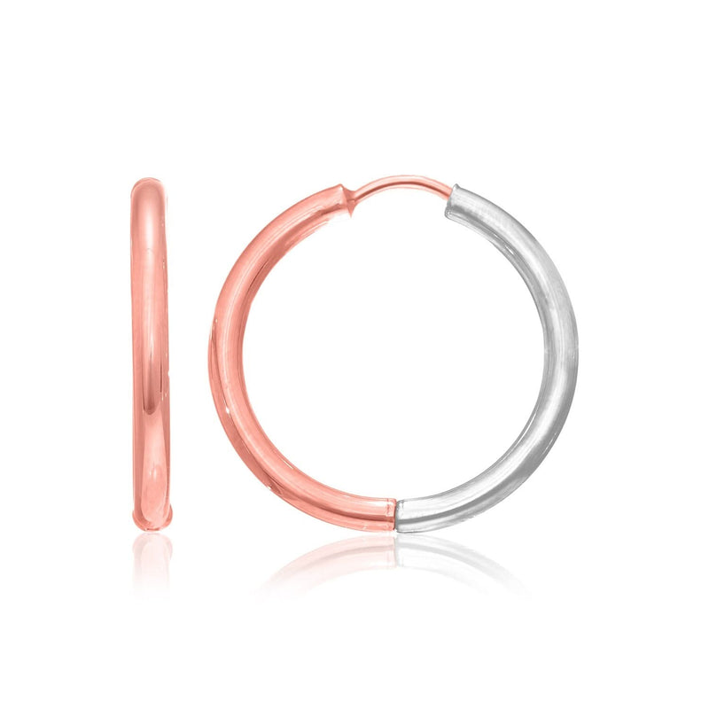 14k Rose & White Gold Hinged Hoop Earrings 14K rose and white gold hinged hoop earrings with two-tone finish