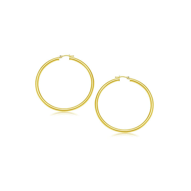 14k Yellow Gold Polished Hoop Earrings (2- mm) 14K yellow gold polished hoop earrings with a 2mm round tube profile