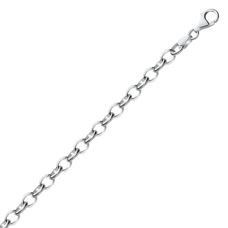 Sterling Silver Polished Charm Bracelet with Rhodium Plating Sterling Silver Polished Charm Bracelet with Rhodium Plating