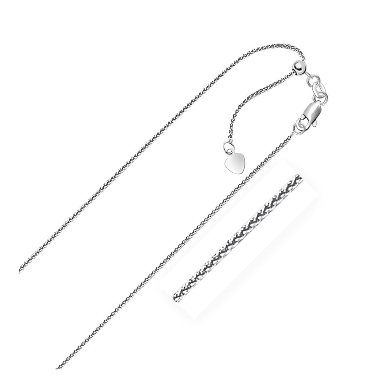 10k White Gold Adjustable Wheat Chain 1.0mm 10k White Gold Adjustable Wheat Chain 1.0mm