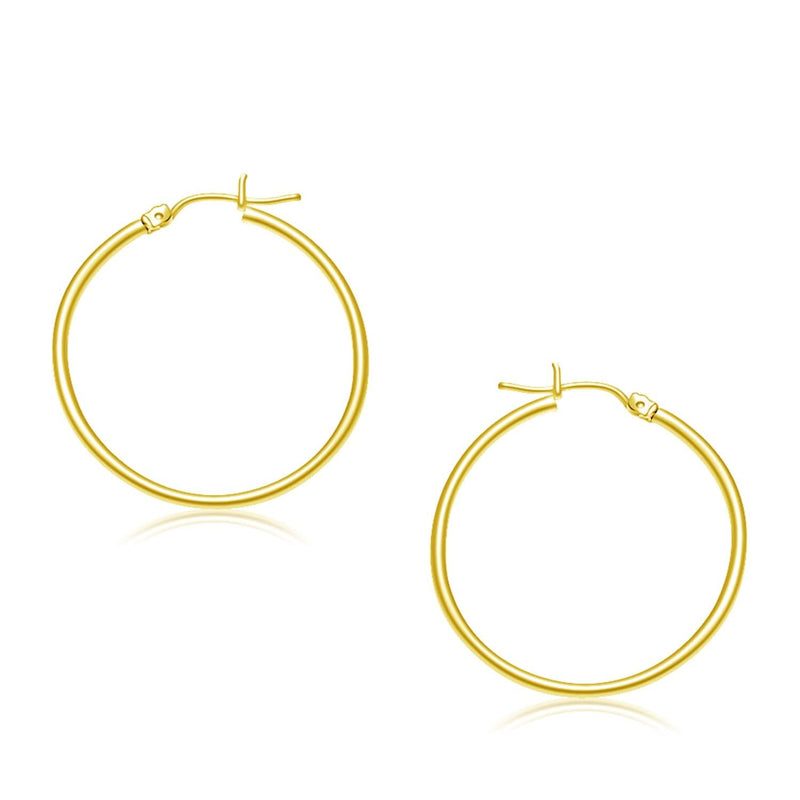 14k Yellow Gold Polished Hoop Earrings (30 mm) 14K yellow gold polished 30 mm hoop earrings with no stones