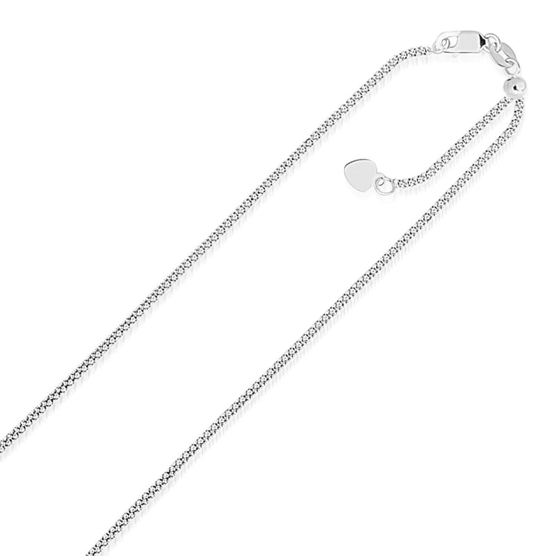 14k White Gold Adjustable Popcorn Chain 1.3mm 14k White Gold Adjustable Popcorn Chain 1.3mm