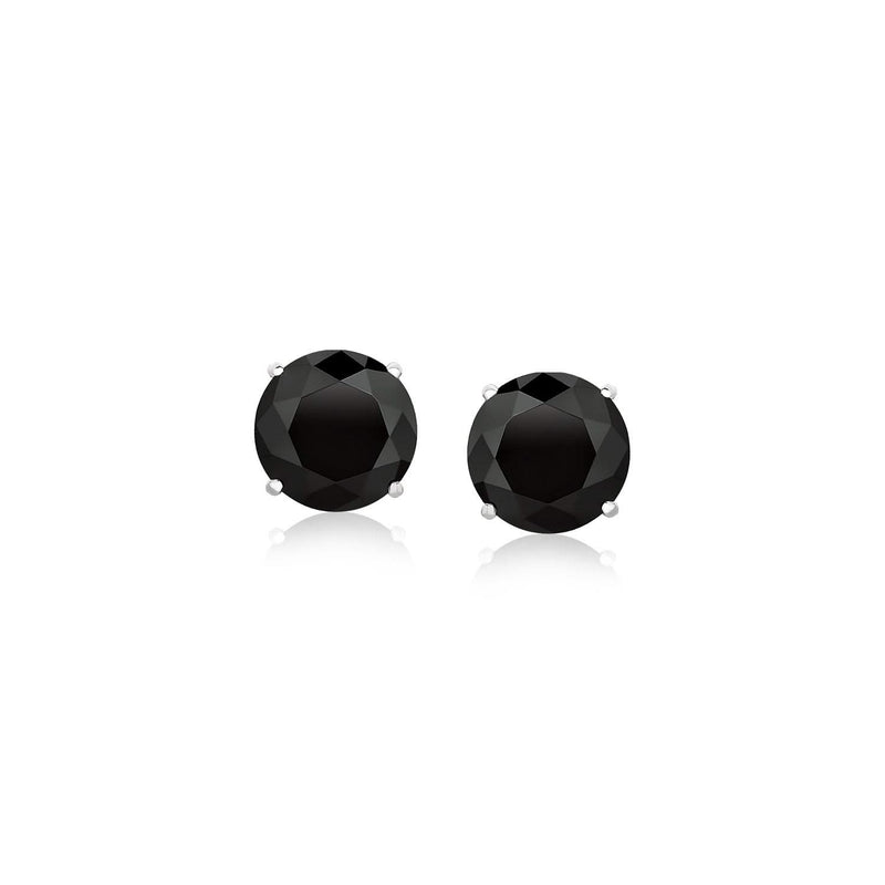 14k White Gold Stud Earrings with Black 6mm Faceted Cubic Zirconia 14k White Gold Stud Earrings with Black 6mm Faceted Cubic Zirconia