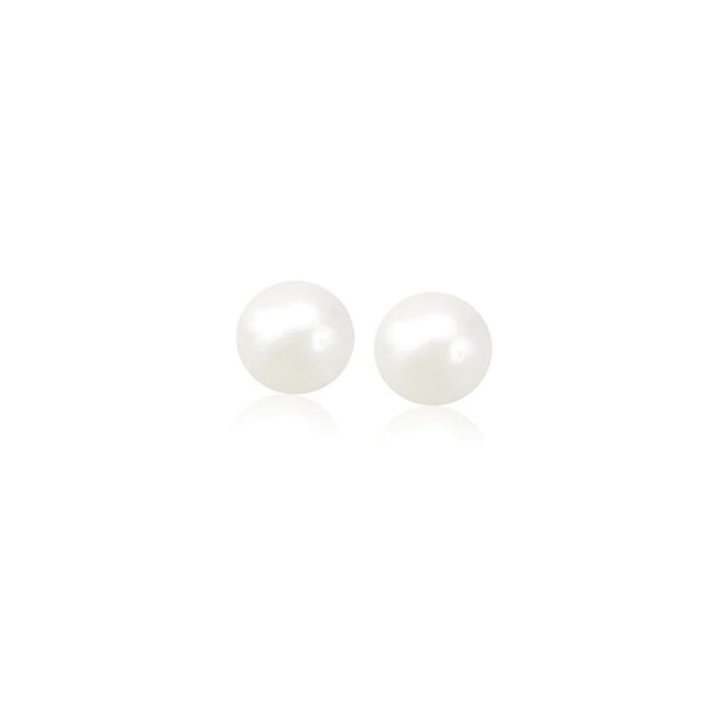 14k Yellow Gold Freshwater Cultured White Pearl Stud Earrings (5.0 mm) 14K yellow gold ring with 1 pear white pearl stone