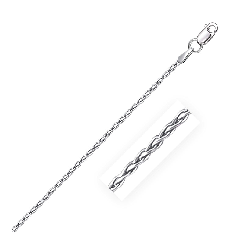 Sterling Silver Rhodium Plated Wheat Chain 1.5mm Sterling Silver Rhodium Plated Wheat Chain 1.5mm