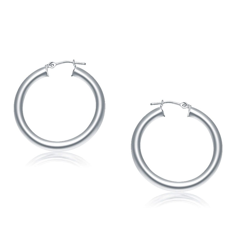 14k White Gold Polished Hoop Earrings (30 mm) 14K white gold polished hoop earrings 30 mm with no stones