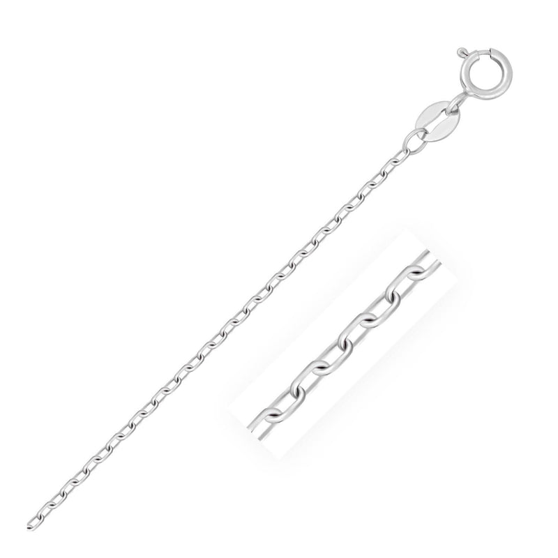 14k White Gold Faceted Cable Link Chain 1.3mm 14k White Gold Faceted Cable Link Chain 1.3mm