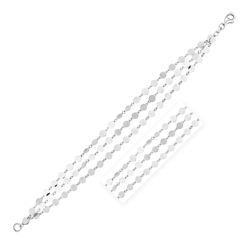 Sterling Silver Three Strand Mirror Link Bracelet Sterling silver three strand mirror link bracelet with polished flat links