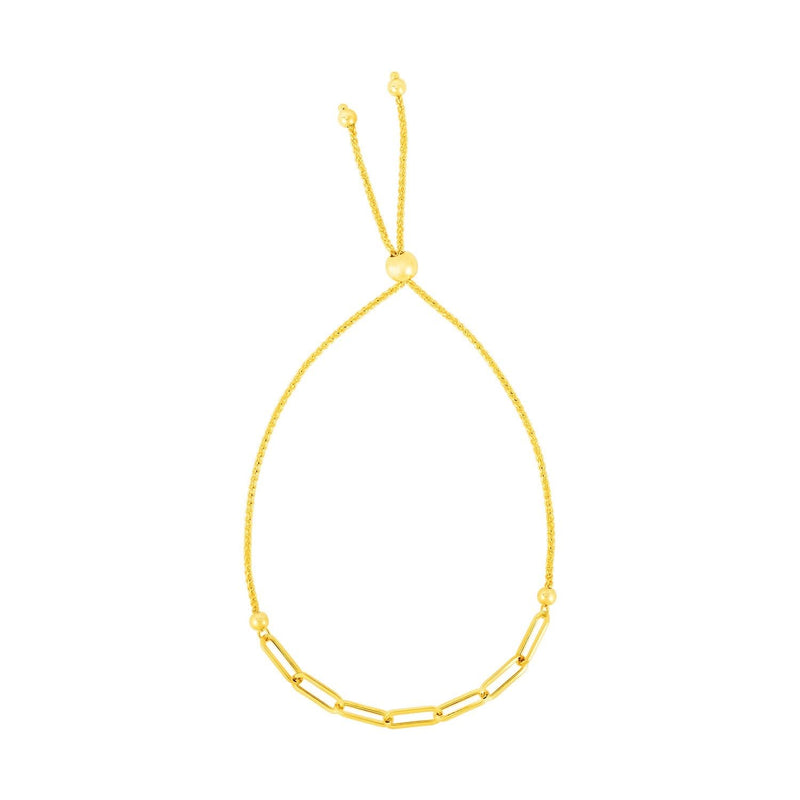 14K Yellow Gold Adjustable Bracelet with Paperclip Chain 14K yellow gold adjustable paperclip chain bracelet