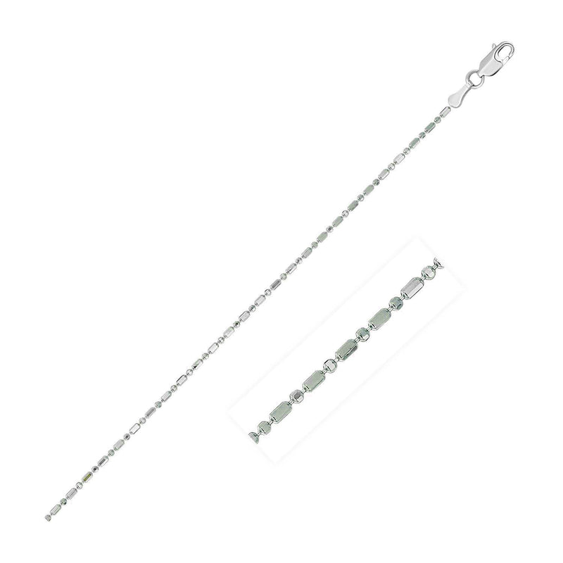 14k White Gold Diamond-Cut Bead Chain 1.0mm 14k White Gold Diamond-Cut Bead Chain 1.0mm