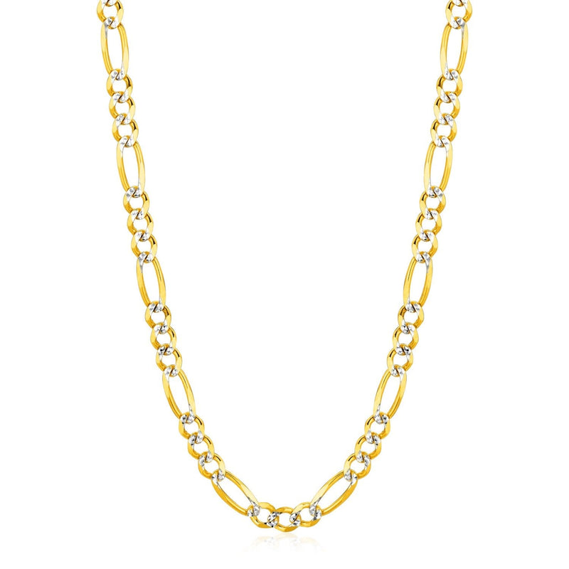 6.0mm 14K Yellow Gold Solid Pave Figaro Chain 14K yellow gold Figaro chain with pave detailing on wider links