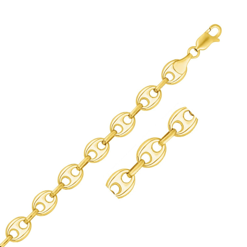 11.0mm 14k Yellow Gold Puffed Mariner Link Bracelet 11.0mm 14k Yellow Gold Puffed Mariner Link Bracelet