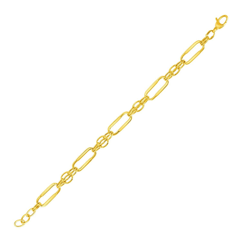 14k Yellow Gold Bracelet with Polished Rectangular Oval Links 14K yellow gold bracelet with polished rectangular oval links