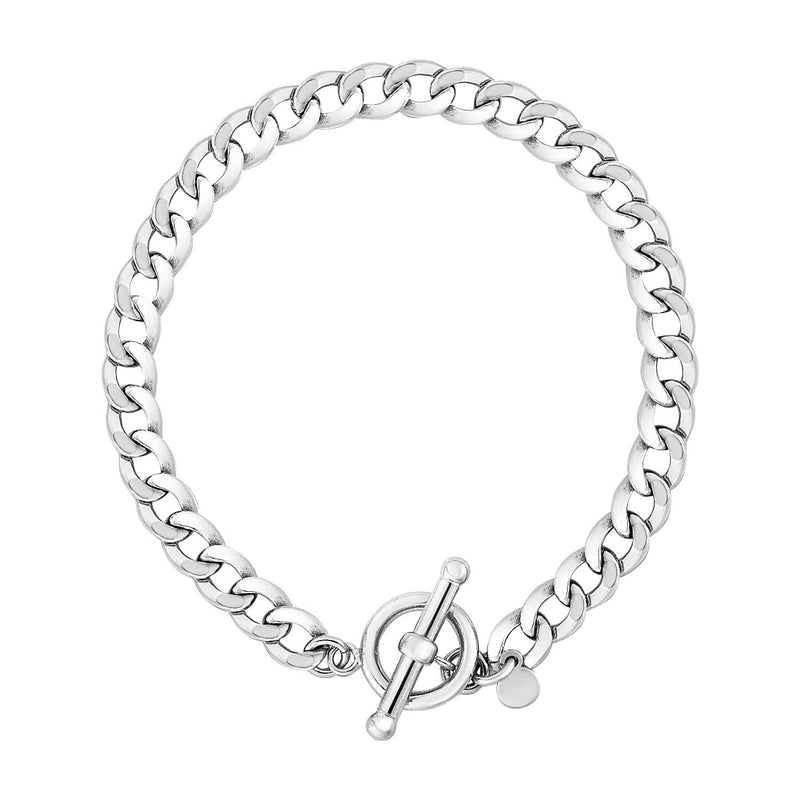 Sterling Silver Polished Wide Link Toggle Bracelet 925 sterling silver wide link toggle bracelet with polished mirror finish