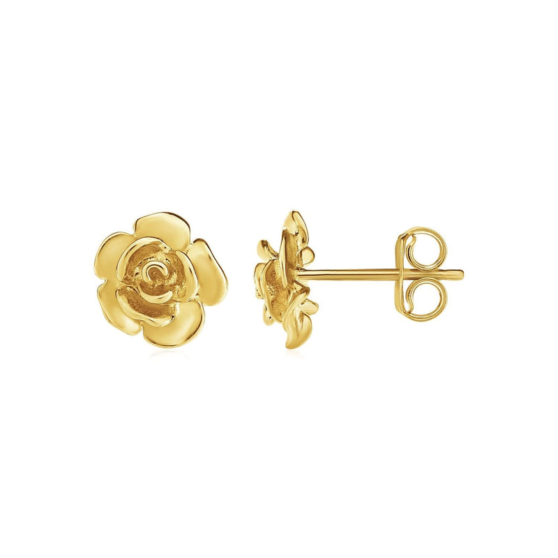 14k Yellow Gold Post Earrings with Roses 14k Yellow Gold Post Earrings with Roses