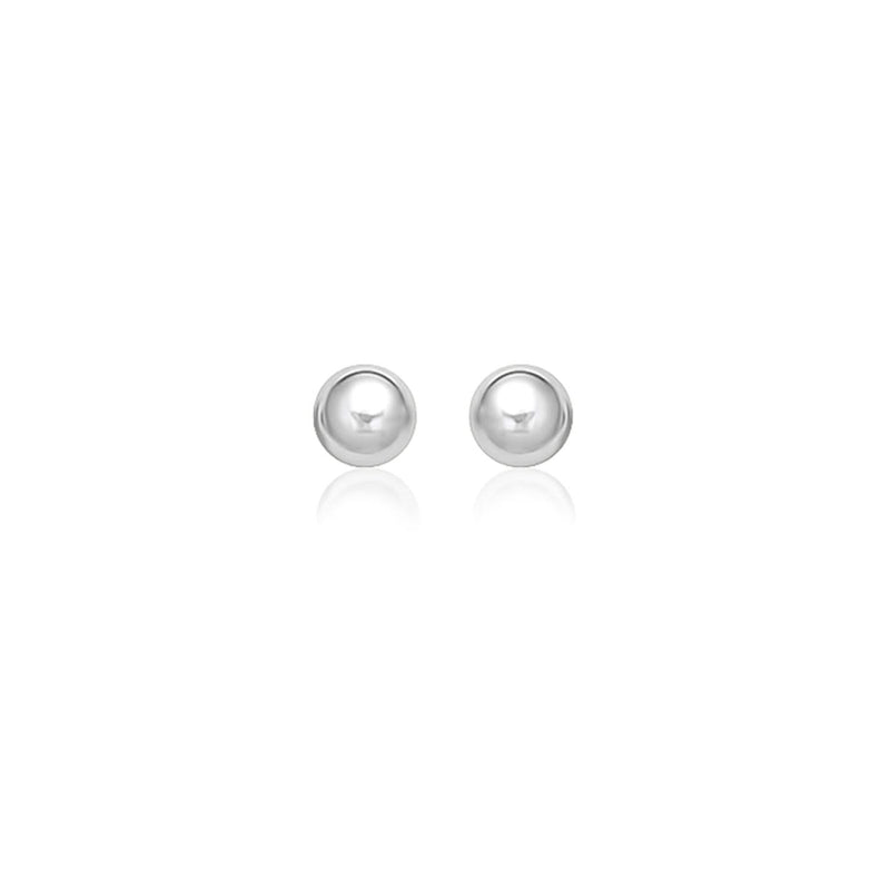 14k White Gold Classic Stud Earrings (8.0 mm) 14K white gold classic band ring with rhodium-plated finish