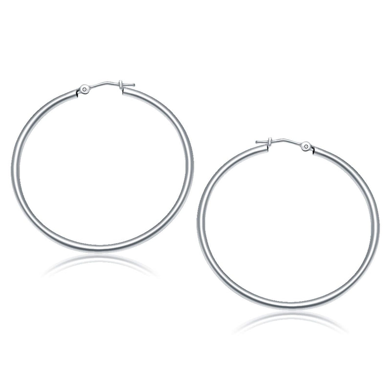 10k White Gold Polished Hoop Earrings (40 mm) 10K white gold polished hoop earrings, 40 mm, with no gemstone stones