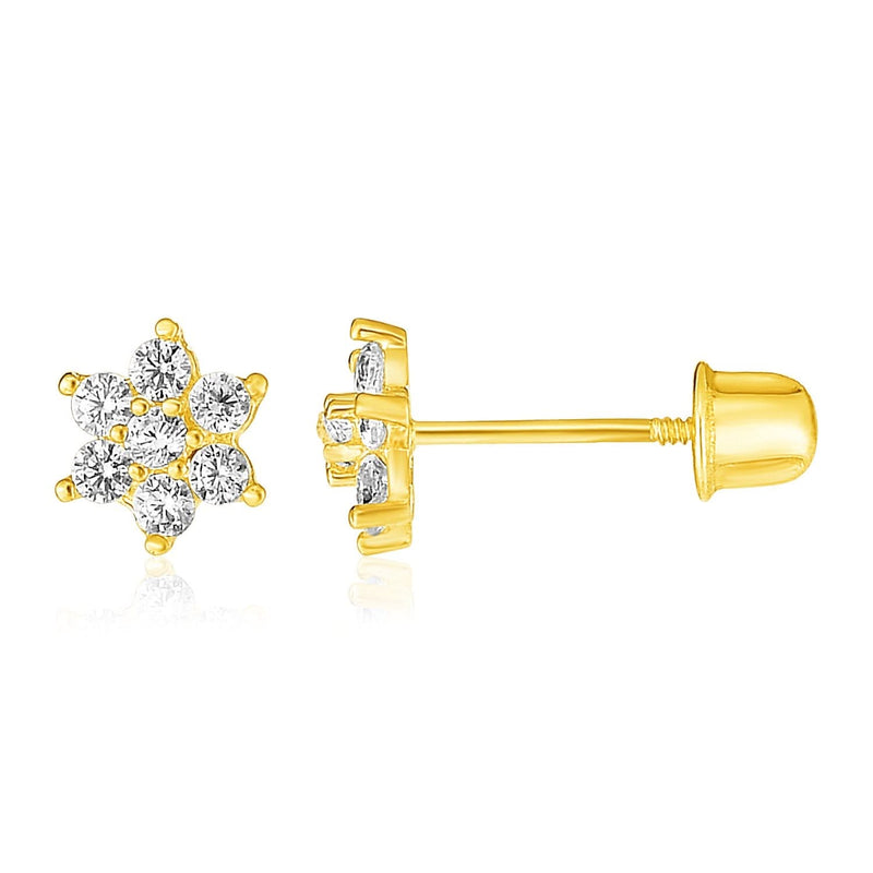 14k Yellow Gold Flower Childrens Earrings 14k Yellow Gold Flower Childrens Earrings
