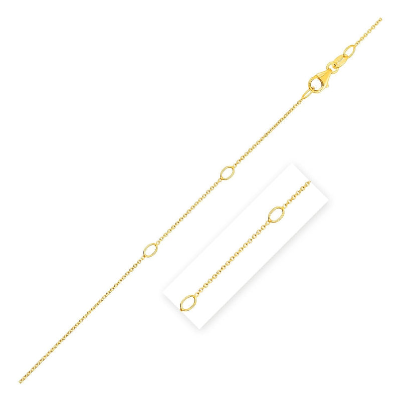 Adjustable Cable Chain in 14k Yellow Gold (1.0mm) 14K yellow gold adjustable cable chain in a fine 1.0mm gauge