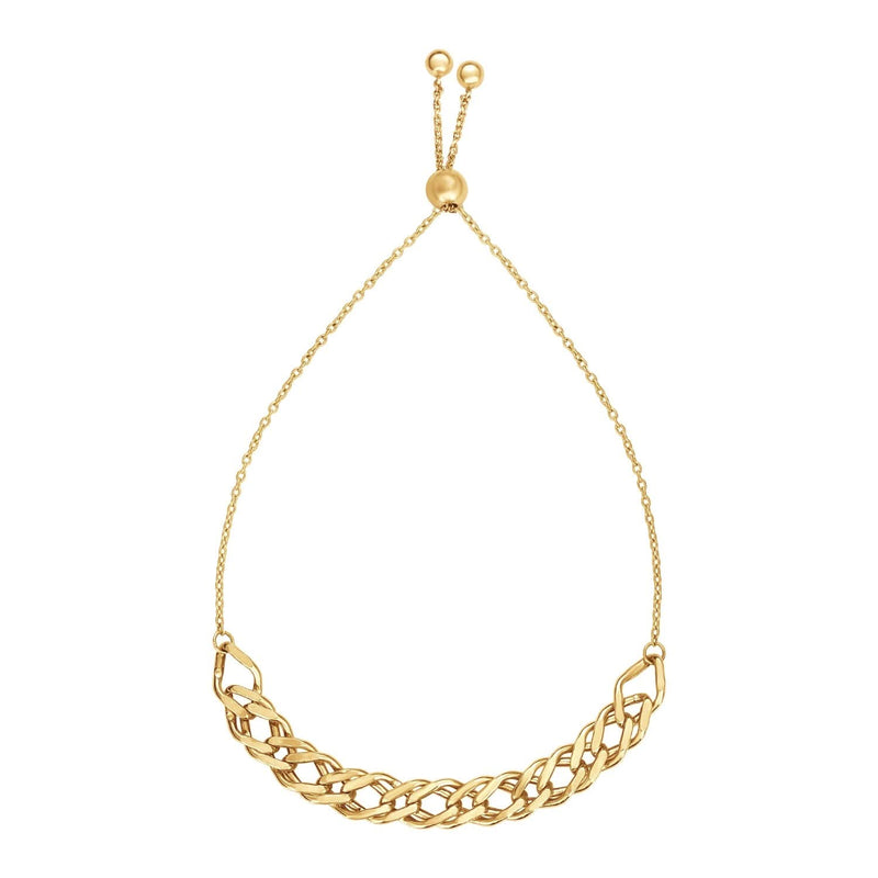 Adjustable Chain Bracelet in 14k Yellow Gold 14K yellow gold adjustable chain bracelet with flat oval links