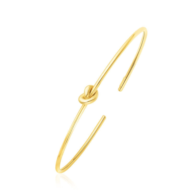 14k Yellow Gold Polished Cuff Bangle with Knot 14K yellow gold polished cuff bangle with knot detail