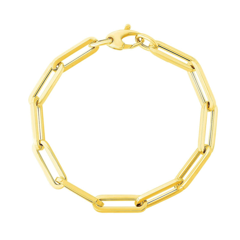 14K Yellow Gold Extra Wide Paperclip Chain Bracelet 14K yellow gold extra wide paperclip chain bracelet with flat oval links