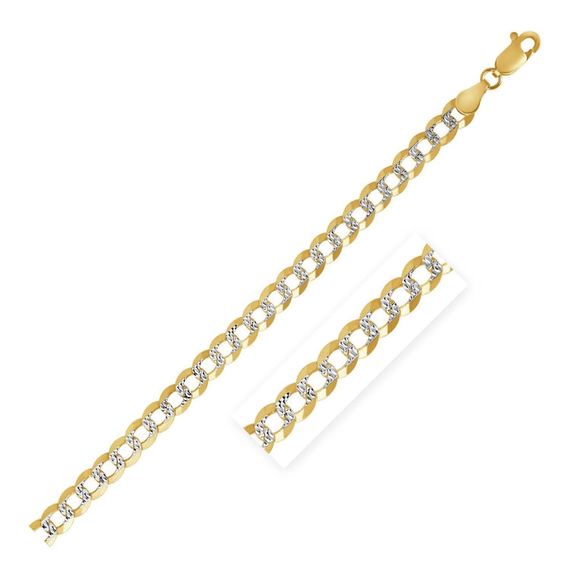 3.2 mm 14k Two Tone Gold Pave Curb Chain 14K two-tone gold Cuban curb chain with pave link detailing