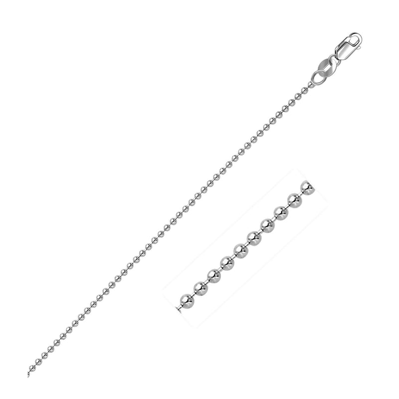 14k White Gold Bead Chain 1.5mm 14K white gold bead chain in a 1.5mm beaded link pattern
