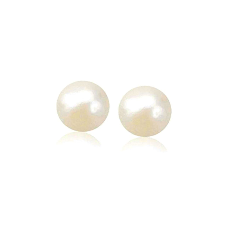 14k Yellow Gold Freshwater Cultured White Pearl Stud Earrings (7.0 mm) 14K yellow gold ring with pear white pearl stone