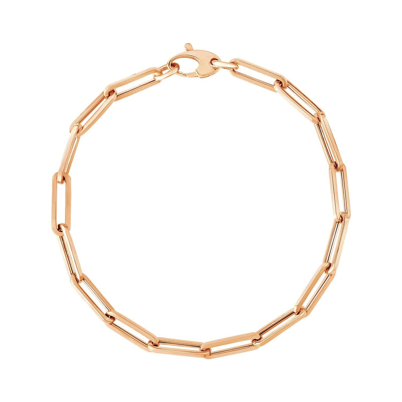 14K Rose Gold Bold Paperclip Chain Bracelet 14K rose gold paperclip chain bracelet with lobster clasp