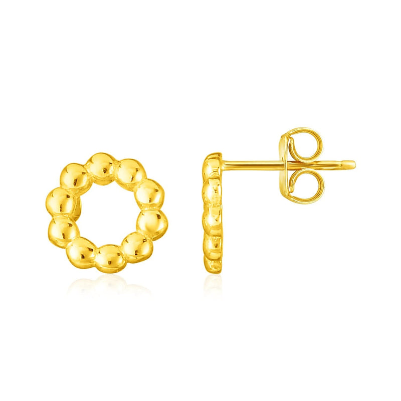 14K Yellow Gold Beaded Circle Earrings 14K yellow gold beaded open circle earrings with no stones