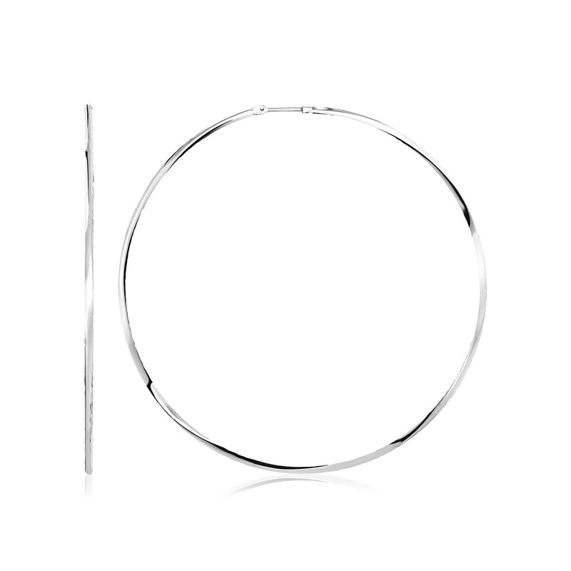 Sterling Silver Large Polished Round Hoop Earrings Sterling Silver Large Polished Round Hoop Earrings