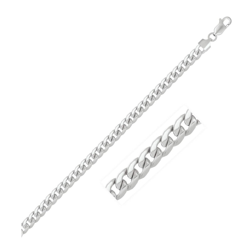 5.5mm 14k White Gold Miami Cuban Semi Solid Bracelet 14K white gold Miami Cuban link bracelet with 5.5mm interlocking links